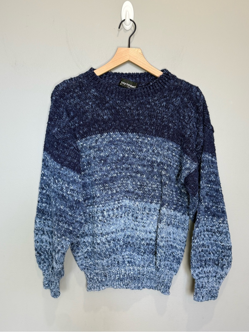 Tony Lambert Women’s 100% Cotton Ombre Blue Knit Sweater Size M Vintage
